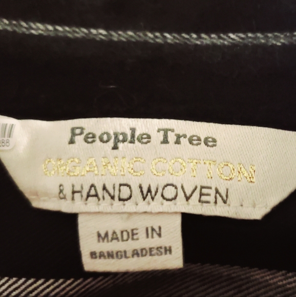 Black & White Stripe Autumn Tie-Waist Shirt Dress - Women by People Tree NWOT - Picture 4 of 6